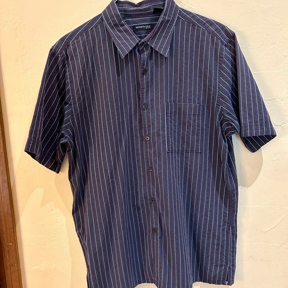 Kenneth Cole Navy with red and white stripe button down shirt - Picture 3 of 9